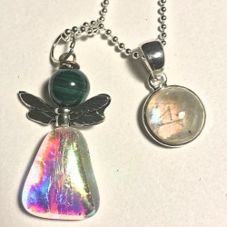 Månesten og engel med malakit