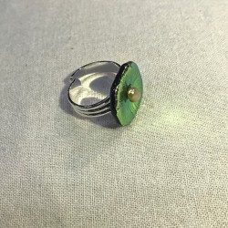 Ring i glas - rosa/grøn