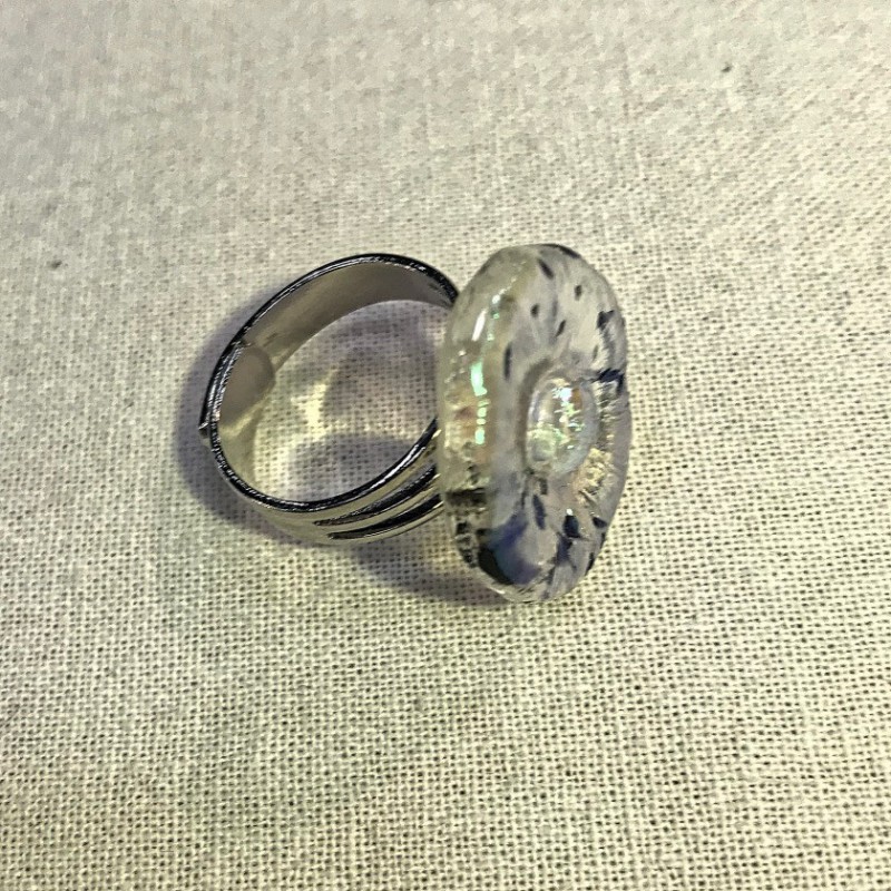 Lys lys grønlig ring med glas Lys lys grønlig ring med glas