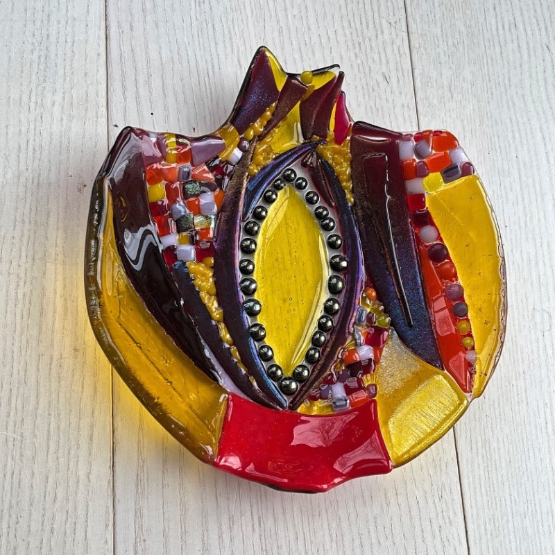 Glasskål og granatæbler