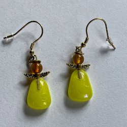 Øreringe gule med rav