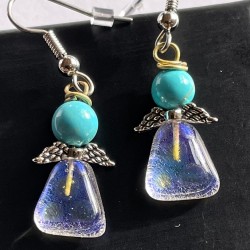 Blå lyse engle øreringe