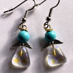 Blå lyse engle øreringe