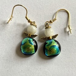 Grønne øreringe med månesten