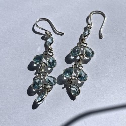 Sølvøreringe med blå top