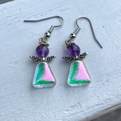 Lyserøde øreringe med ametyst