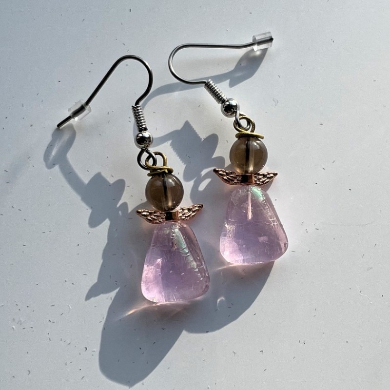 Smukke glasøreringe med røgkvarts