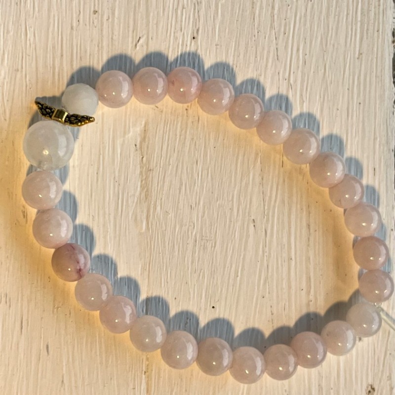 Rosakvarts armbånd med engel