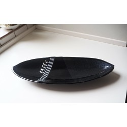 Unikt sort/sølvsort fad med fugle 