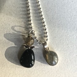 Labradorit engel i sølvkæde