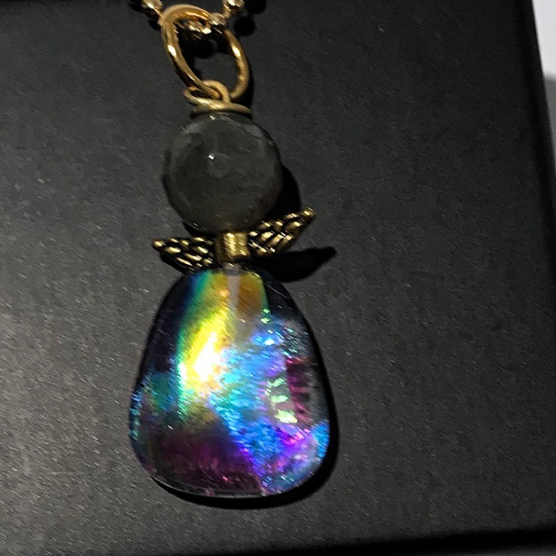 Labradorit engel med kæde