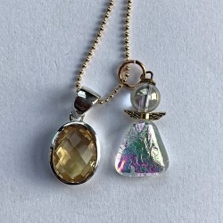 Citrin engel med citrin vedhæng