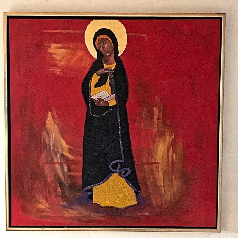 Maria ikon på lærred