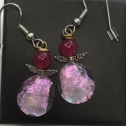 Pink engle øreringe