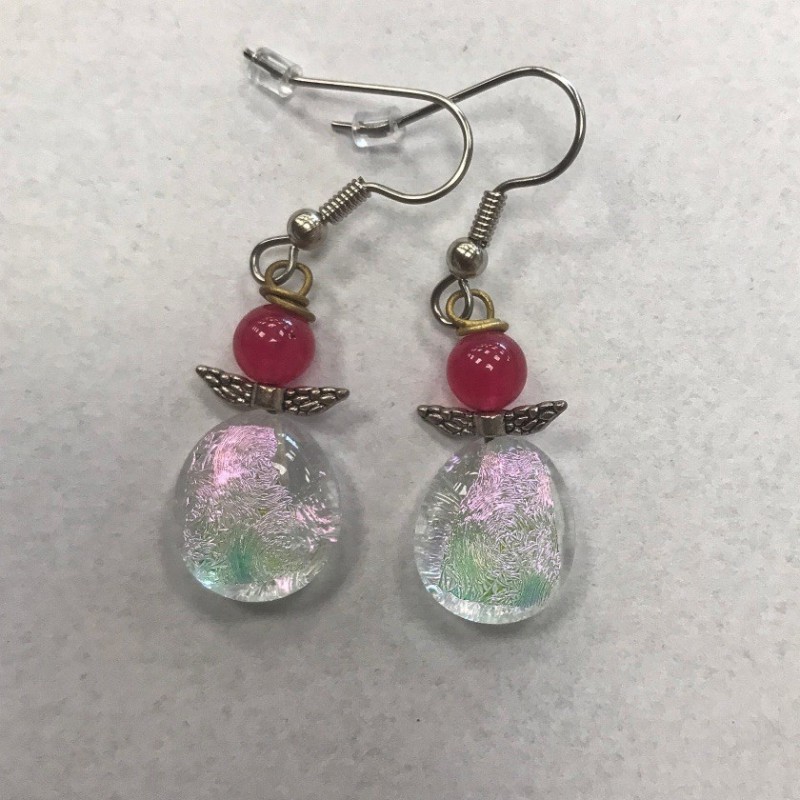 Pink engle øreringe